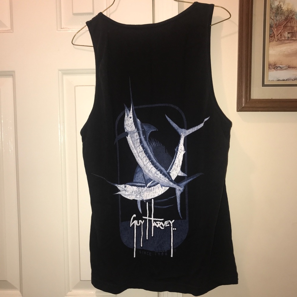 Guy Harvey Black Tank Top With Front Pocket